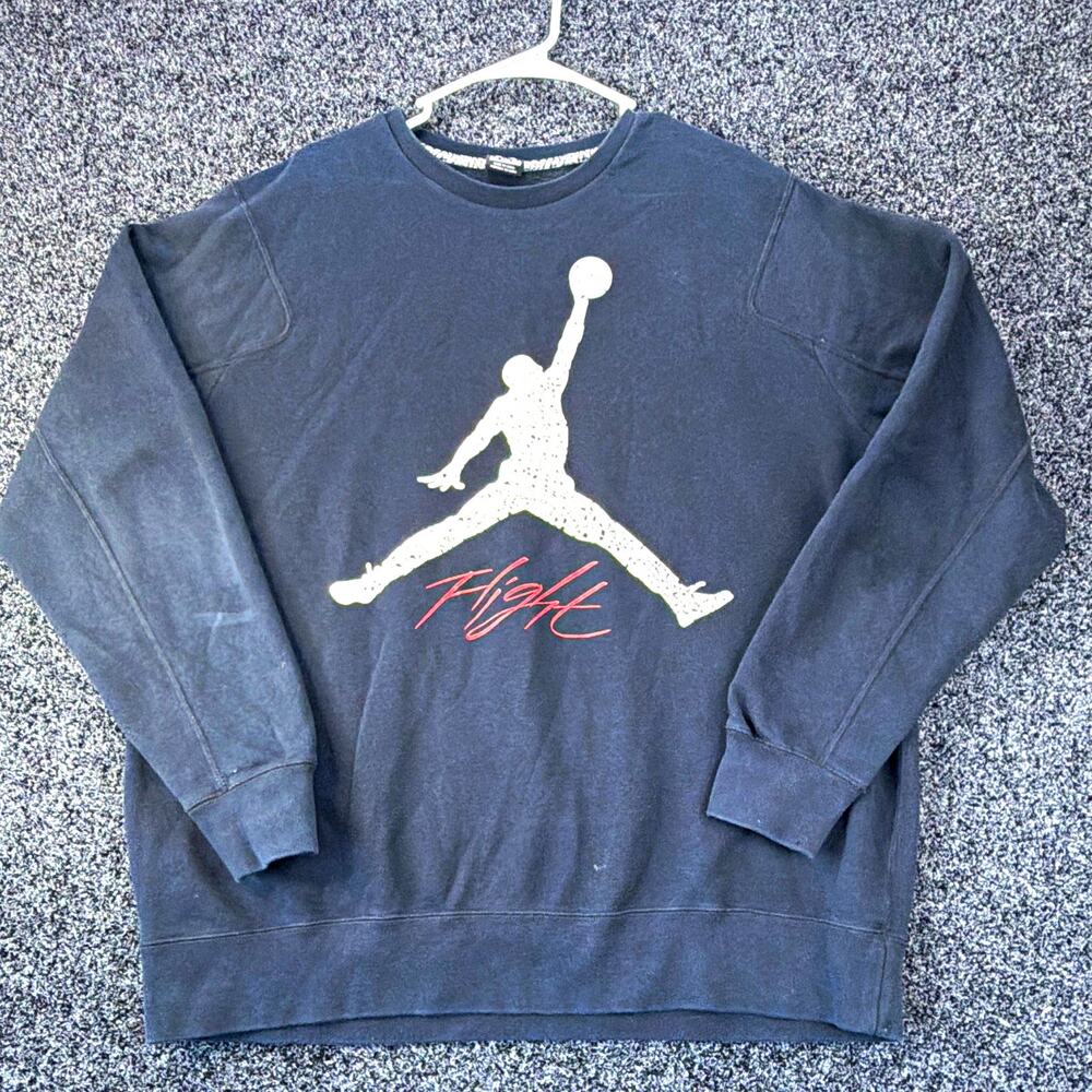 Jordan Men's Black Jumpman Flight Pullover Crewneck Fleece Sweatshirt 3XL B&T